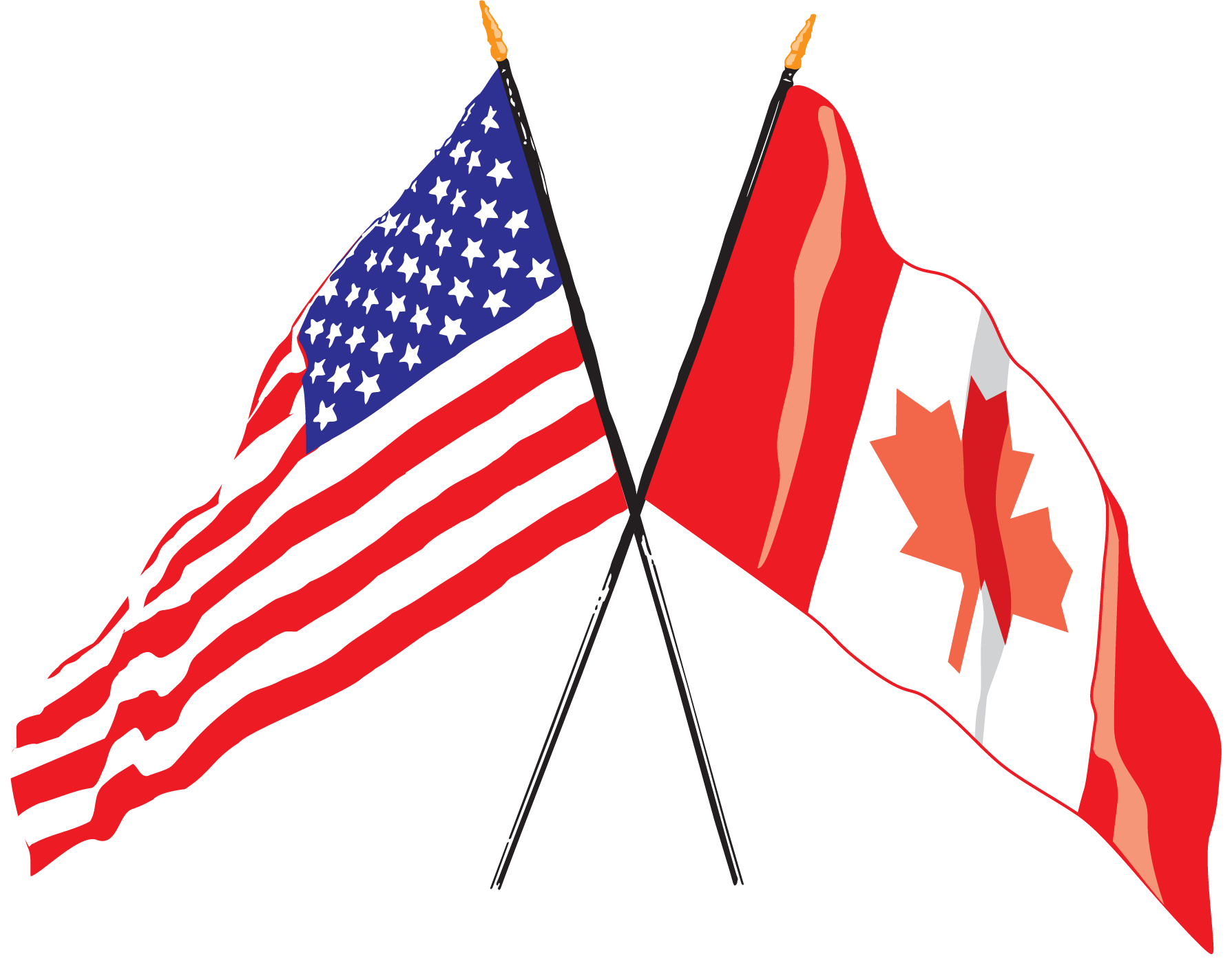 Canadian and American flag